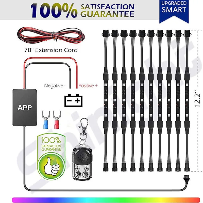 Durable 12V All Color SMD5050 Flexible LED Strips Cruisers Motorcycles LED Lights 15 Color Kit with Remote Controller