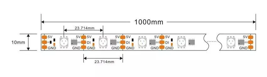 DC12V/24V 30 60LED/M Sm16703/Ws2811/Ucs1903 Addressable LED Strip RGB LED Strip for Indoor and Outdoor Lighting