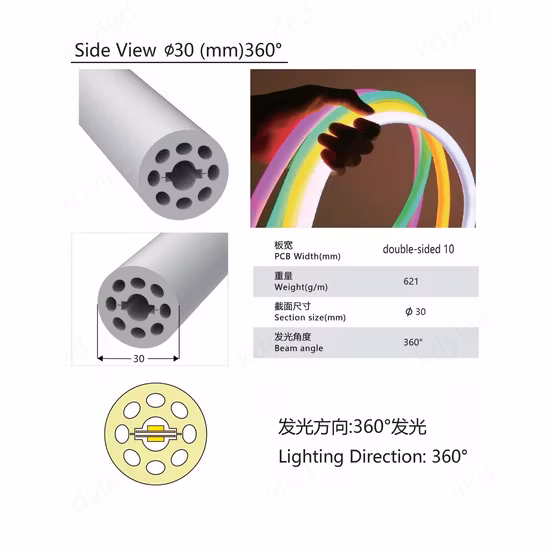 LED néon LED bande lumineuse 360 ​​degrés néon Flex Tube lumière plafonnier
